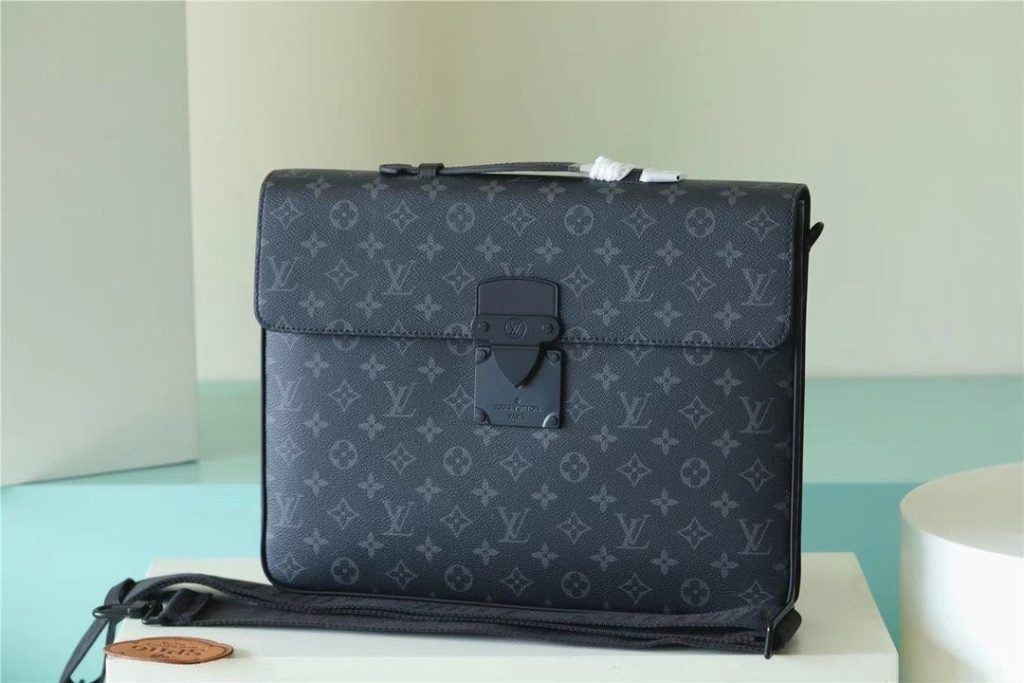 True-to-original No Box Louis Vuitton S-Lock Briefcase Monogram Eclipse Black For Men, Men’s Bags, Shoulder And Crossbody Bags 15.4in/39cm