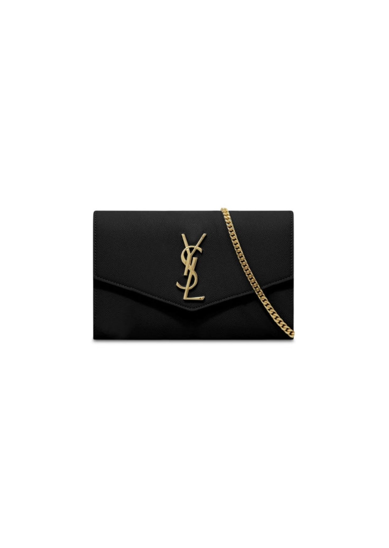 Saint Laurent Uptown Chain Wallet Black For Women 7.4in/19cm YSL 6077881GF0J1000