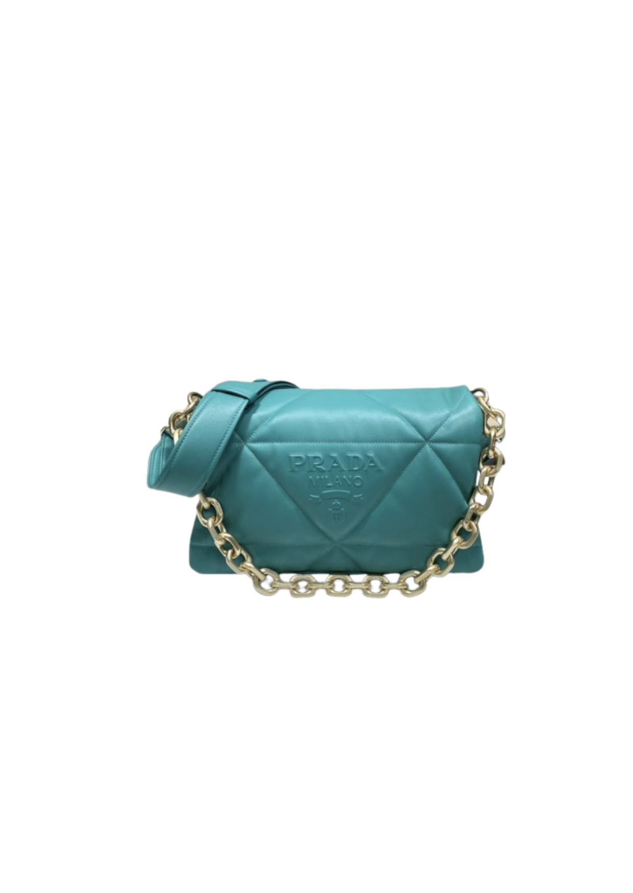 Prada System Nappa Patchwork Shoulder Bag Jade Green For Women, Women’s Bags 7.5in/19cm