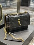 Saint Laurent Sunset Medium Chain Bag For Women 8.6in/22cm Black YSL 442906DND0J1000