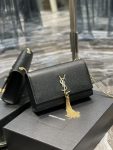 Saint Laurent Kata Medium Chain Bag Black With Tassel For Women 9.4in/24cm YSL 354119BOW0J1000