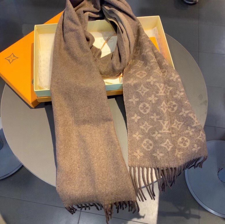 Louis Vuitton Wool Stole Pattern Knitted Brown Scarf 180cm/71in