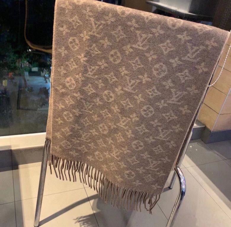 Louis Vuitton Wool Stole Pattern Knitted Brown Scarf 180cm/71in