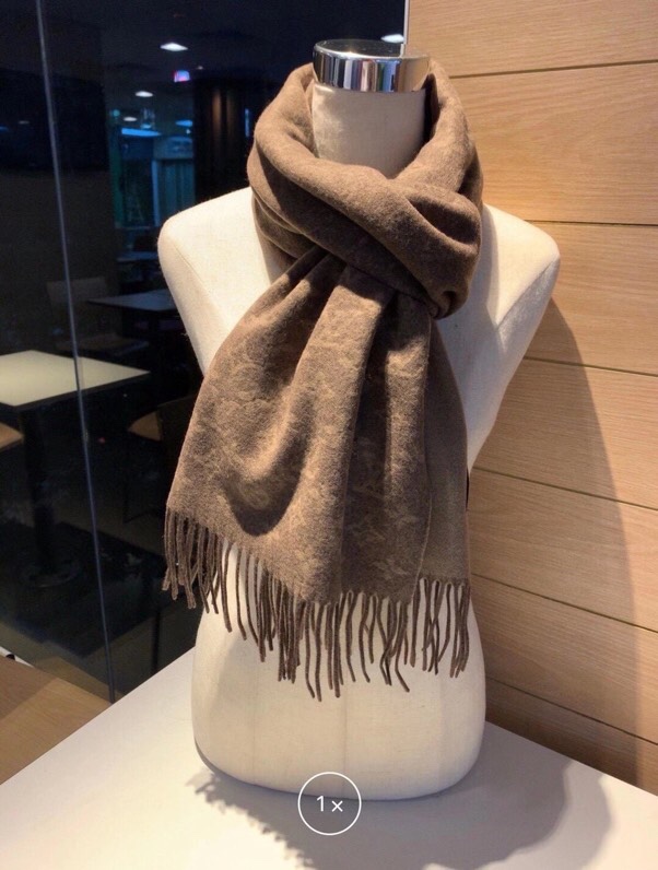 Louis Vuitton Wool Stole Pattern Knitted Brown Scarf 180cm/71in