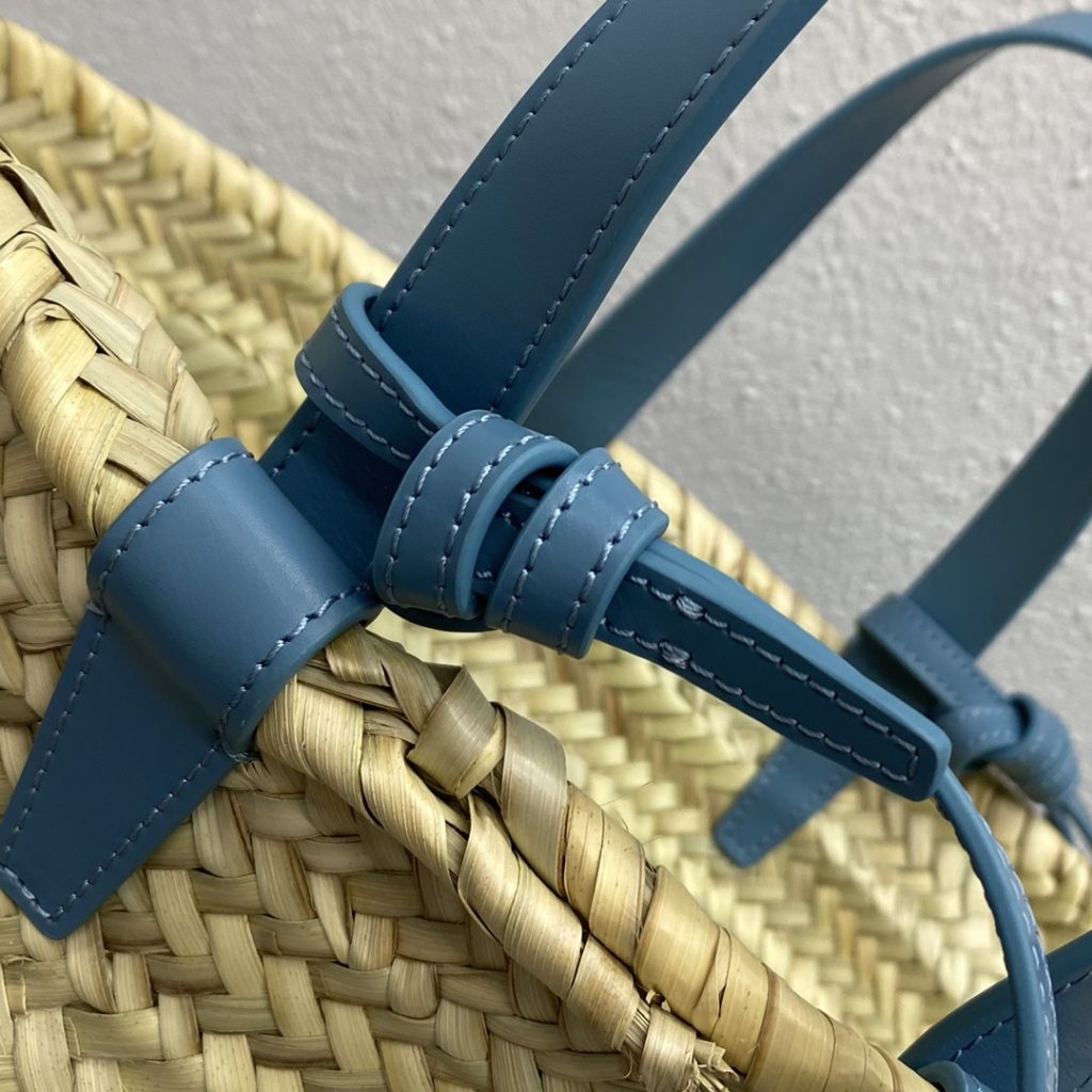 Celine Teen Triomphe Celine Classic Panier In Palm Leaves And Lizard Blue For Women 8in/20cm