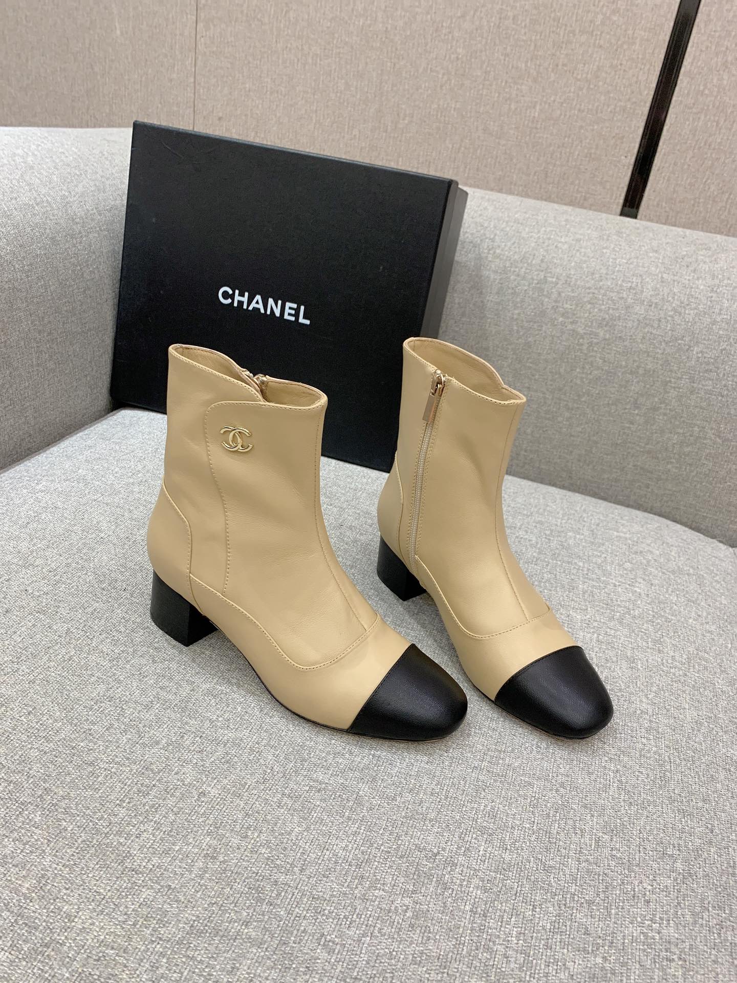 Chanel Women’s Ankle Boots Beige For Women 2.2in/5.5cm