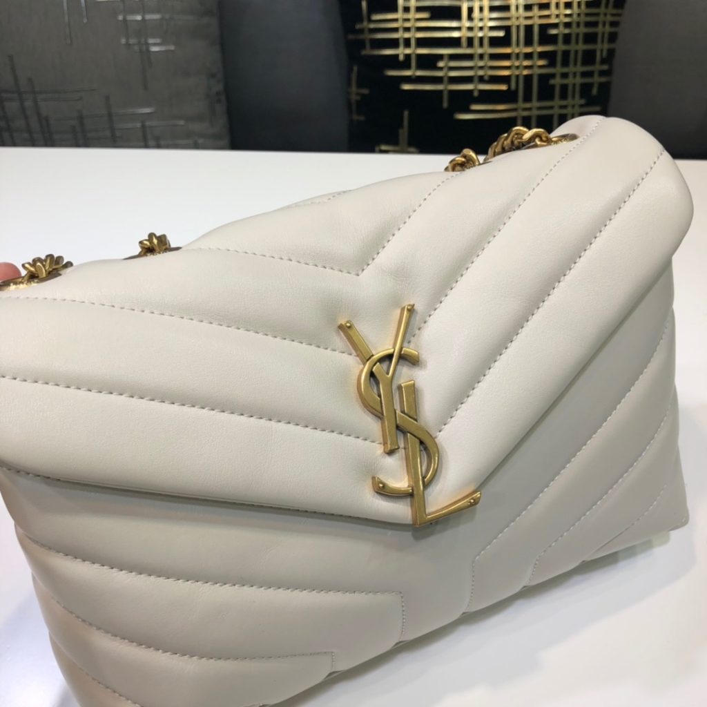 Saint Laurent Loulou Small Chain Bag In Matelassé “Y” White For Women 9.8in/23cm YSL 494699DV7279207