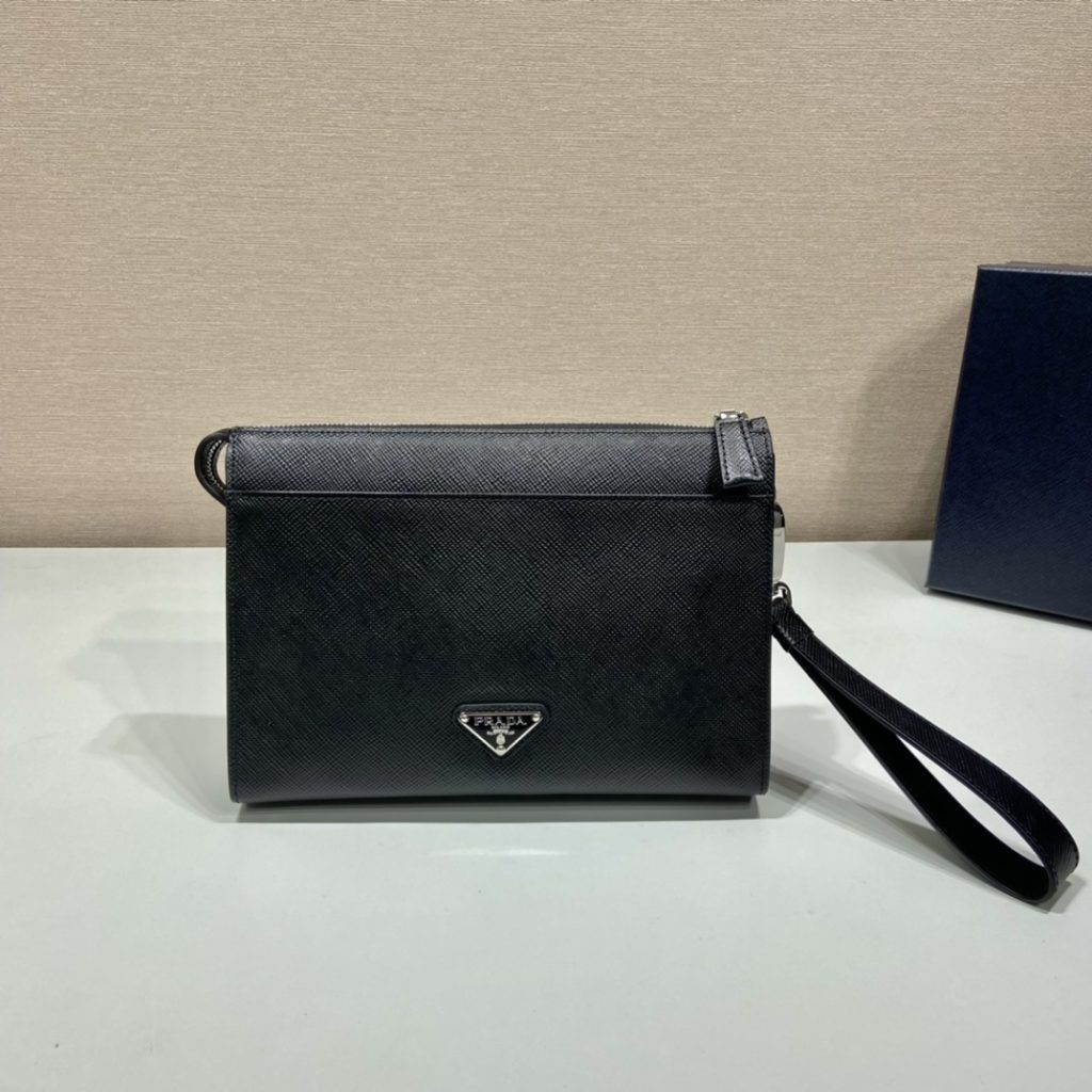 Prada Saffiano Pouch Black For Women, Women’s Bags 9.8in/25cm 2VF039_2FAD_F0002_V_OOO