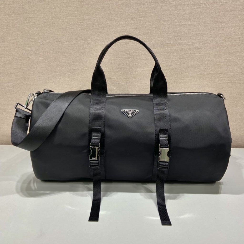 Prada x Adidas Re-Nylon Duffle Bag Black For Women, Women’s Bags 19.7in/50cm