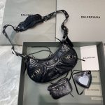 Balenciaga Le Cagole XS Shoulder Bag In Black, For Women, Women’s Bags 10.2in/26cm 671309210BK1000