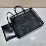 Prada Sequined Mesh Tote Bag Black For Women, Women’s Bags 14.1in/36cm