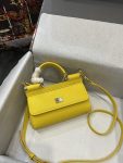 Dolce & Gabbana Small Sicily Bag In Dauphine Yellow For Women 7.5in/19cm DG