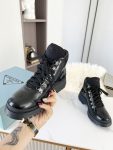 Prada Shearling High-Top Sneakers Black For Women PRD