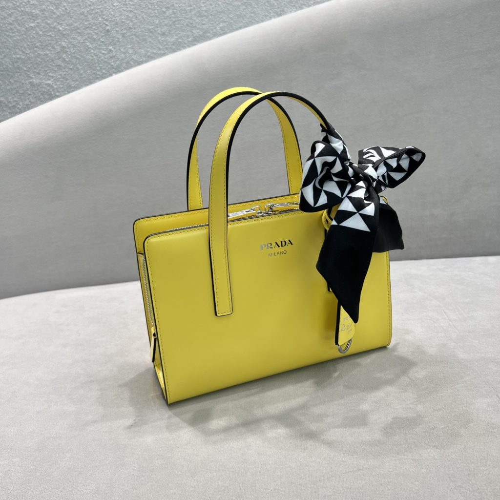 Prada Re-Edition 1995 Brushed Mini Handbag Yellow For Women, Women’s Bags 8.6in/22cm