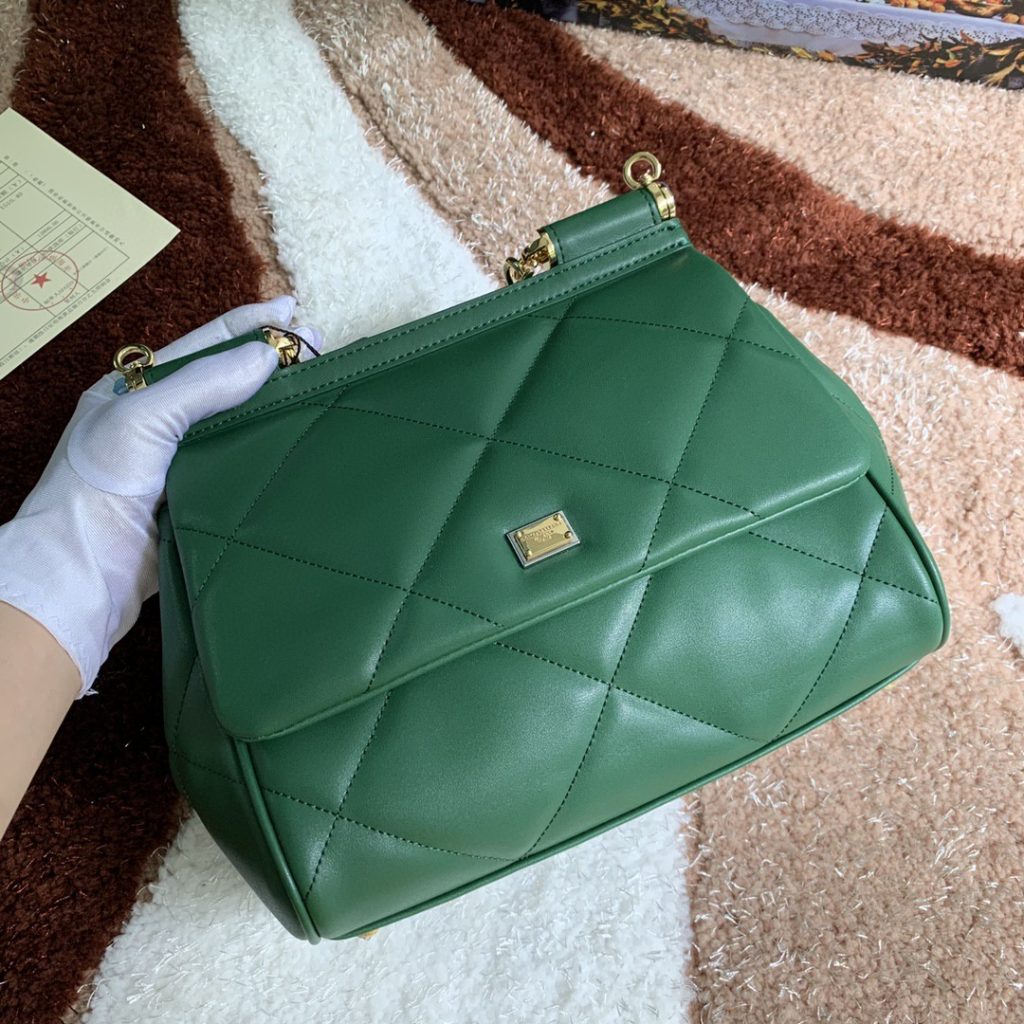 Dolce & Gabbana Medium Sicily Bag In Quilted Green For Women 10.2in/26cm DG