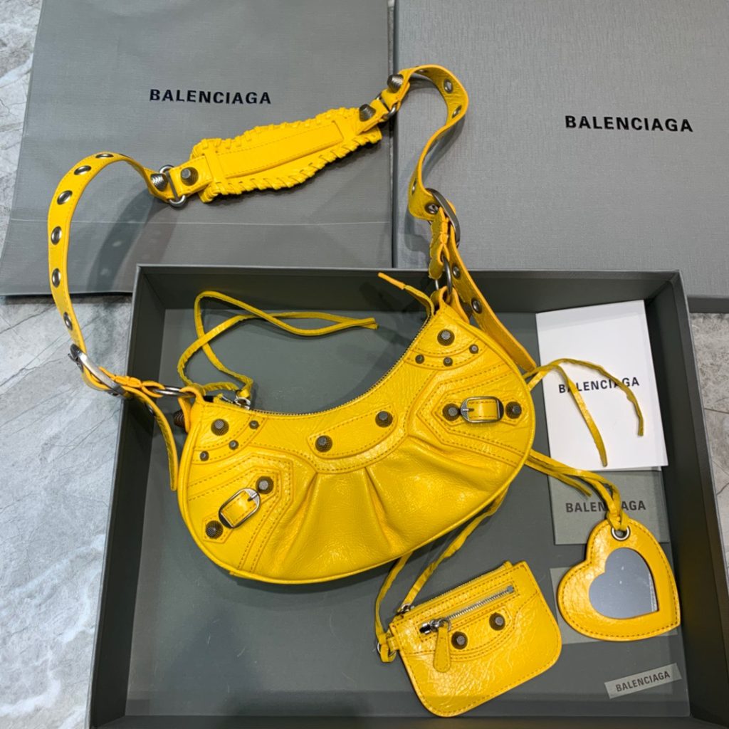 Balenciaga Le Cagole XS Shoulder Bag In Yellow, For Women, Women’s Bags 10.2in/26cm