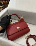 Dolce & Gabbana Small Sicily Bag In Dauphine Red For Women 7.5in/19cm DG