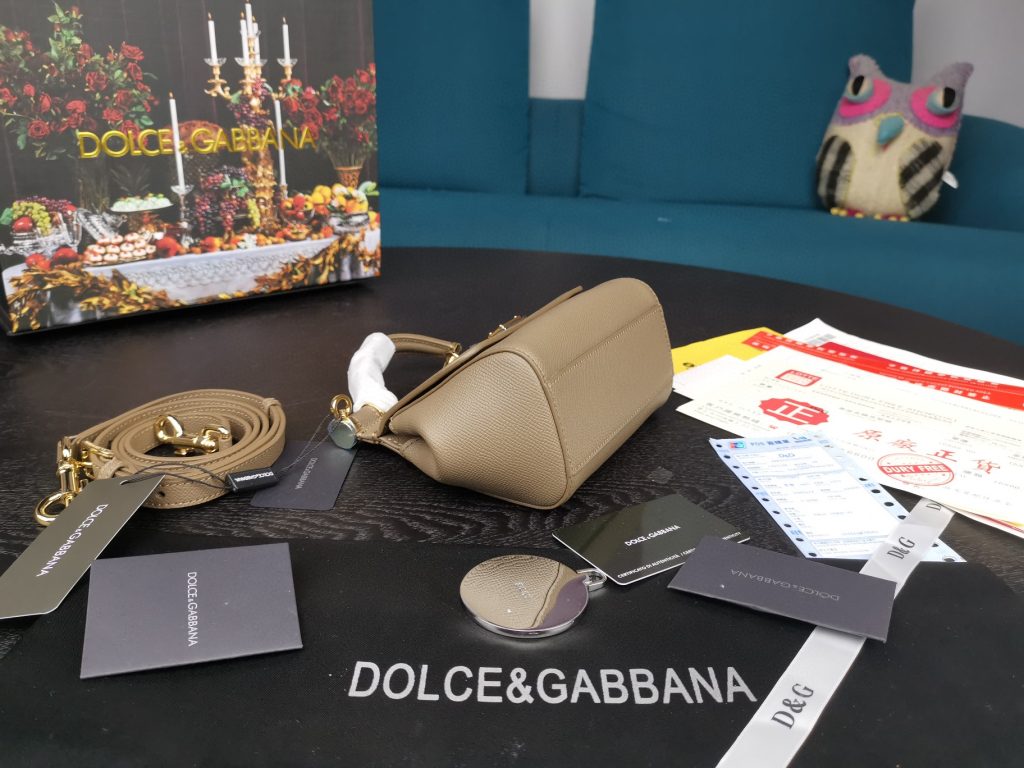 Dolce & Gabbana Small Sicily Bag In Dauphine Beige For Women 7.5in/19cm DG