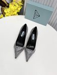 Prada Satin Slingback Pumps With Crystals Silver For Women 2.2in/55mm PRD