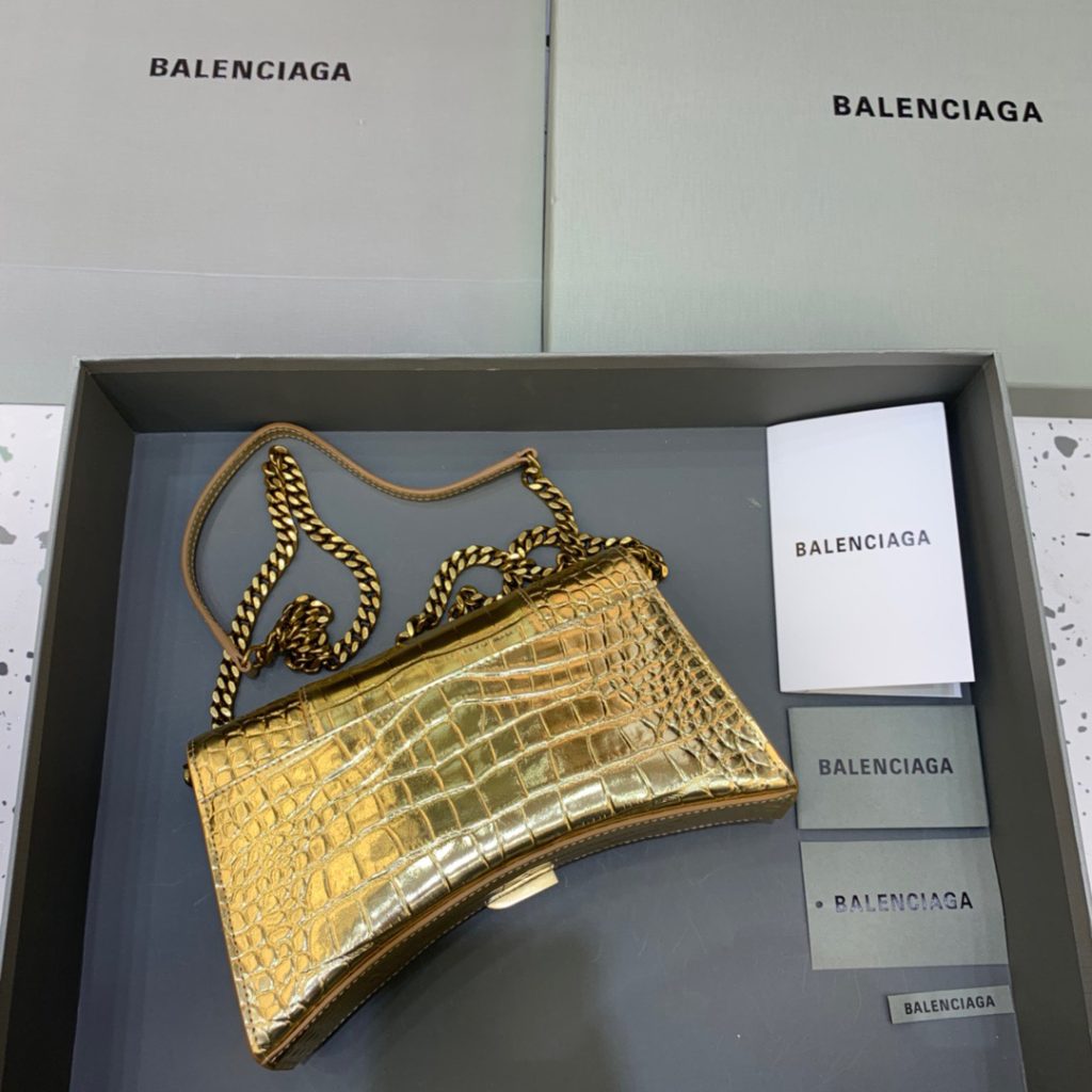 Balenciaga Hourglass Wallet On Chain in Gold, For Women, Women’s Bags 9in/23cm