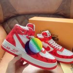 Louis Vuitton And Nike “Air Force 1” By Virgil Abloh White/Red For Men, Men’s Shoes