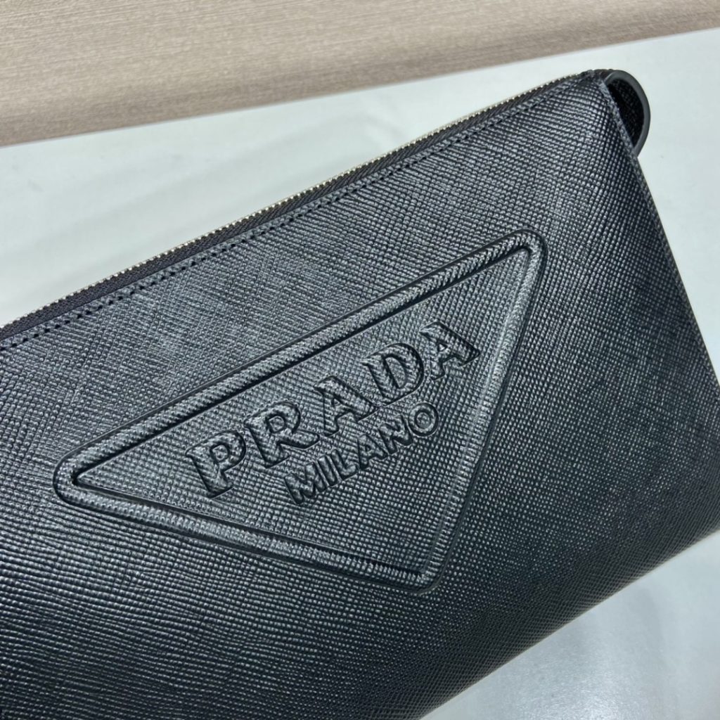 Prada Saffiano Pouch Black For Women, Women’s Bags 9.8in/25cm 2VF039_2FAD_F0002_V_OOO