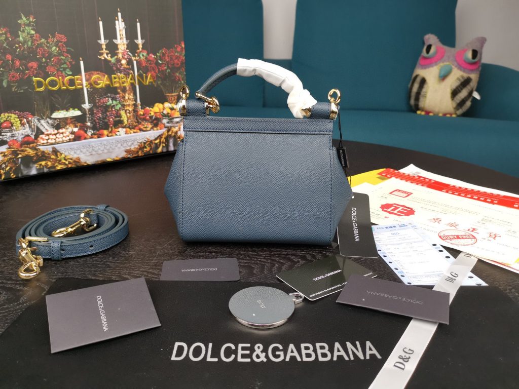 Dolce & Gabbana Small Sicily Bag In Dauphine Blue For Women 7.5in/19cm DG