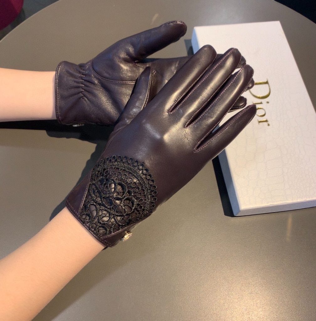 Dior Gloves In Dark Purple