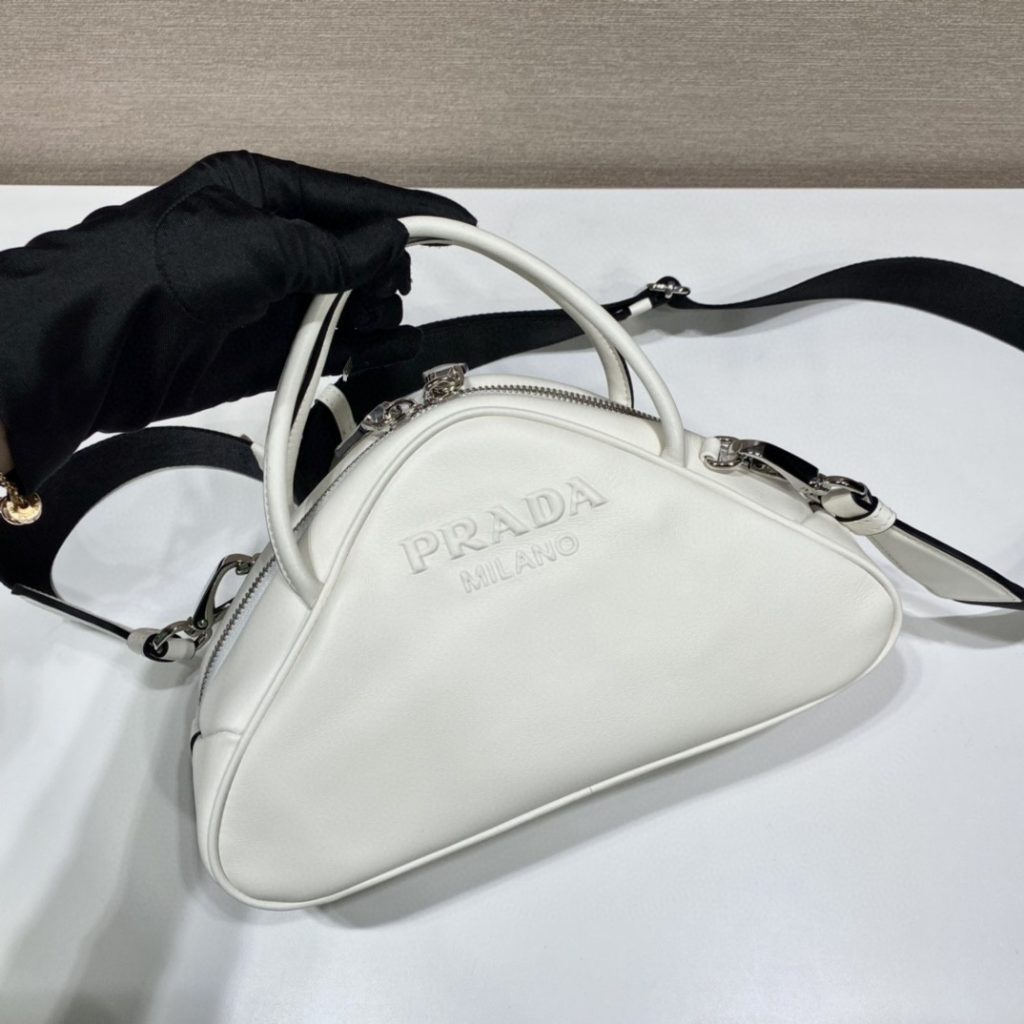 Prada Triangle Bag White For Women, Women’s Bags 9.8in/25cm 1BB082_2BYA_F0009_V_NEO