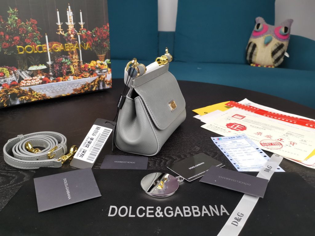 Dolce & Gabbana Small Sicily Bag In Dauphine Gray For Women 7.5in/19cm DG