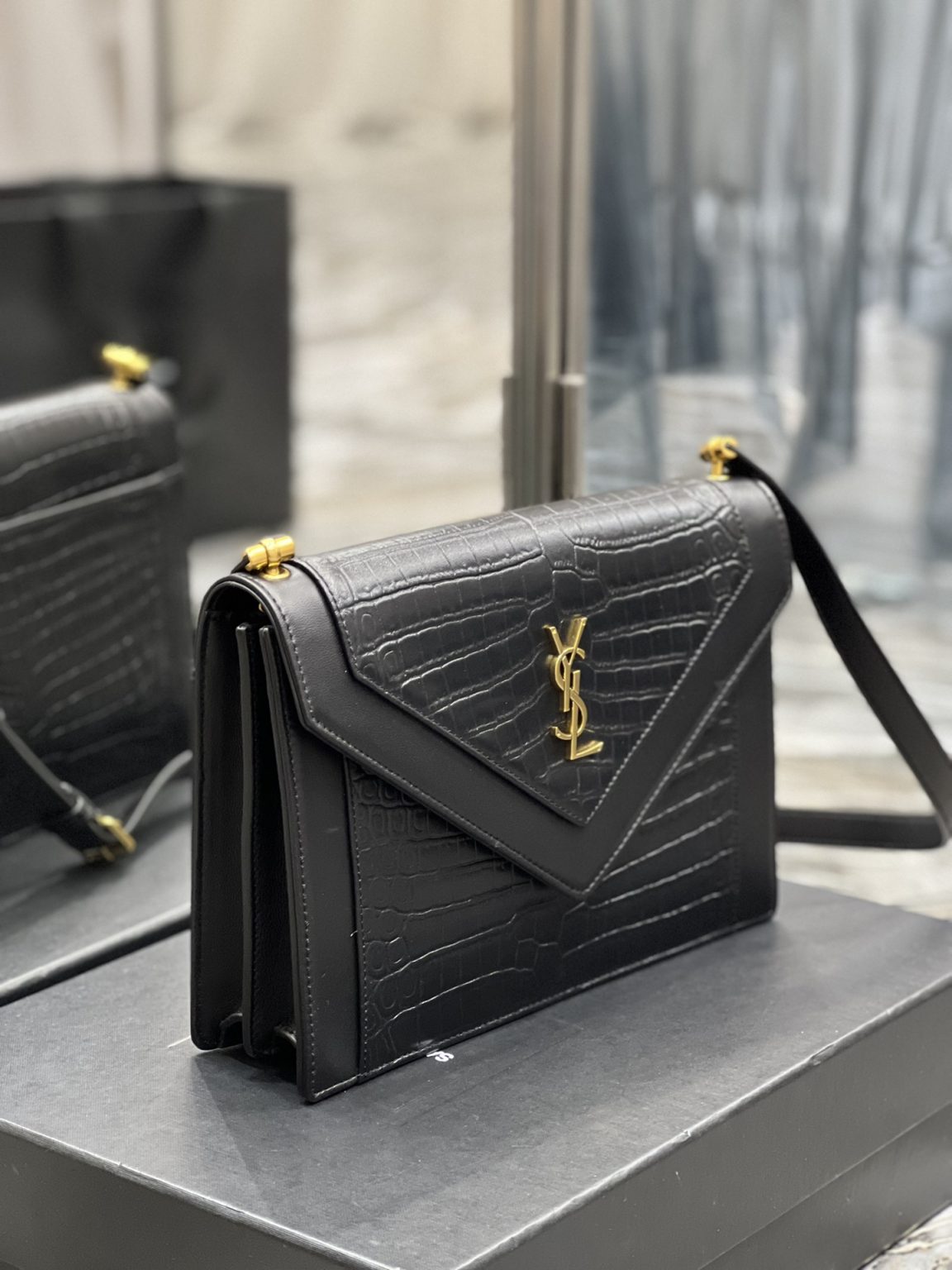 Saint Laurent Gaby Satchel Bag In Black With Gold Toned Hardware For Women 10.2in/26cm YSl 695724DZEUW1000