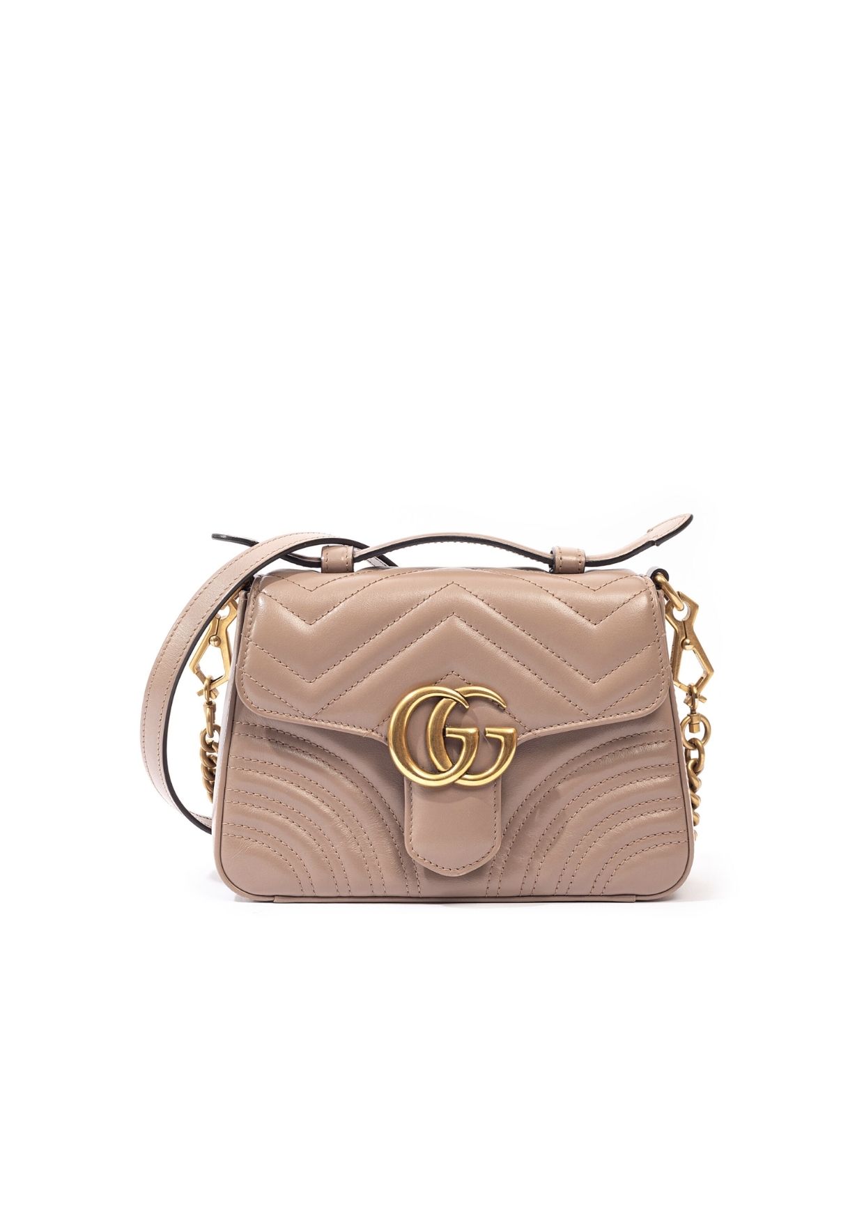 Gucci GG Marmont Mini Top Handle Bag Beige For Women, Women’s Bags 8.3in/21cm GG