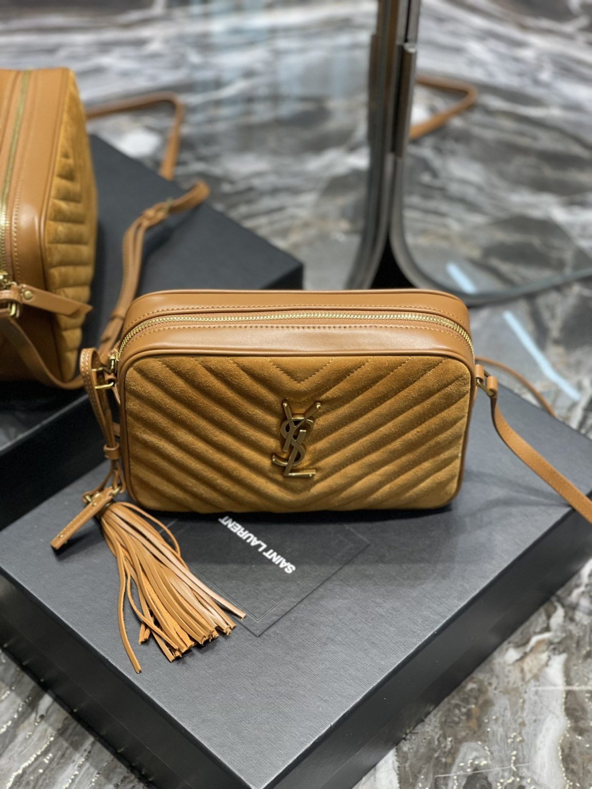 Saint Laurent Lou Camera Bag Brown With Gold Toned Hardware For Women 9in/23cm YSL 6125441S7R77761