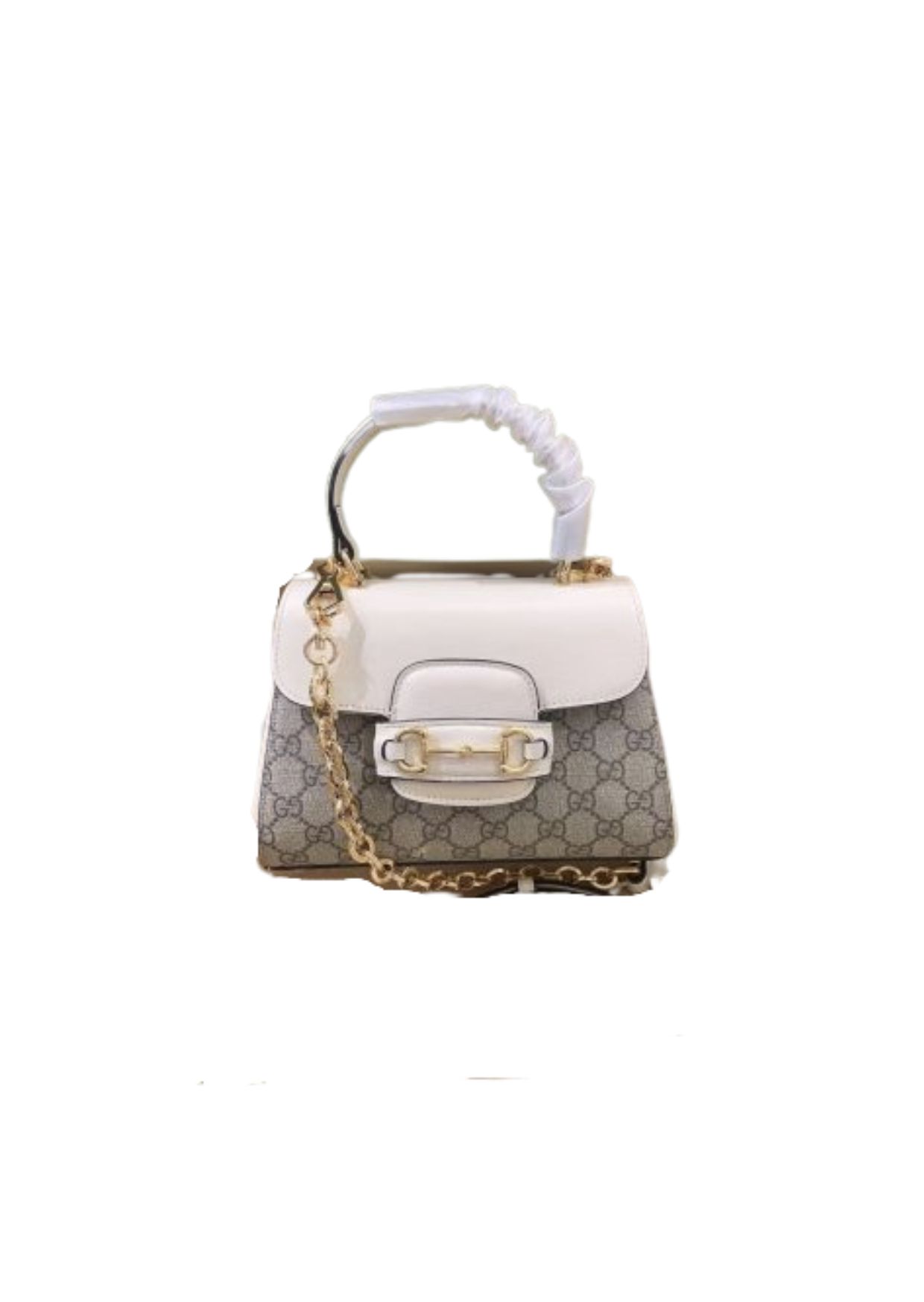 Gucci Horsebit 1955 Mini Bag White For Women, Women’s Bags 8.7in/22cm GG ‎703848 92TCK 9761