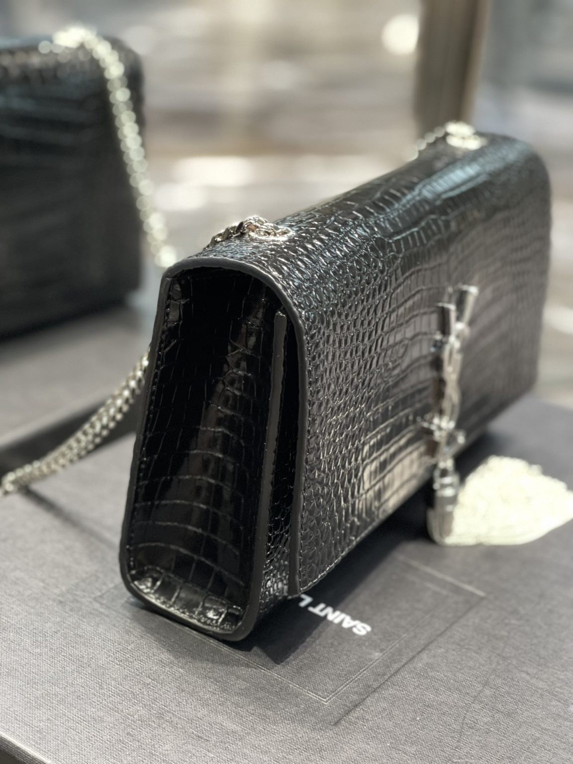 Saint Laurent Kata Medium Chain Bag Black With Tassel For Women 9.4in/24cm YSL 354119DND0N1000