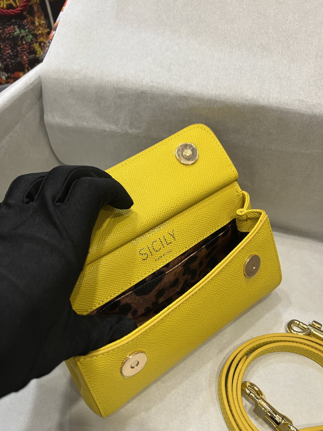 Dolce & Gabbana Small Sicily Bag In Dauphine Yellow For Women 7.5in/19cm DG