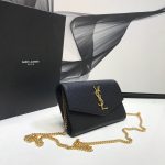 Saint Laurent Uptown Chain Wallet Black For Women 7.4in/19cm YSL 6077881GF0J1000