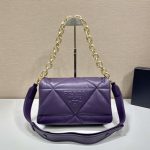 Prada System Nappa Patchwork Shoulder Bag Purple For Women, Women’s Bags 7.5in/19cm