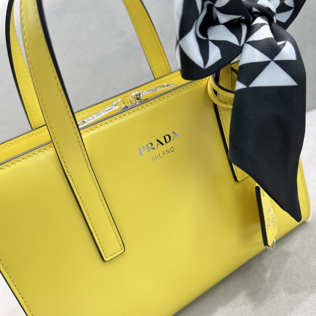 Prada Re-Edition 1995 Brushed Mini Handbag Yellow For Women, Women’s Bags 8.6in/22cm