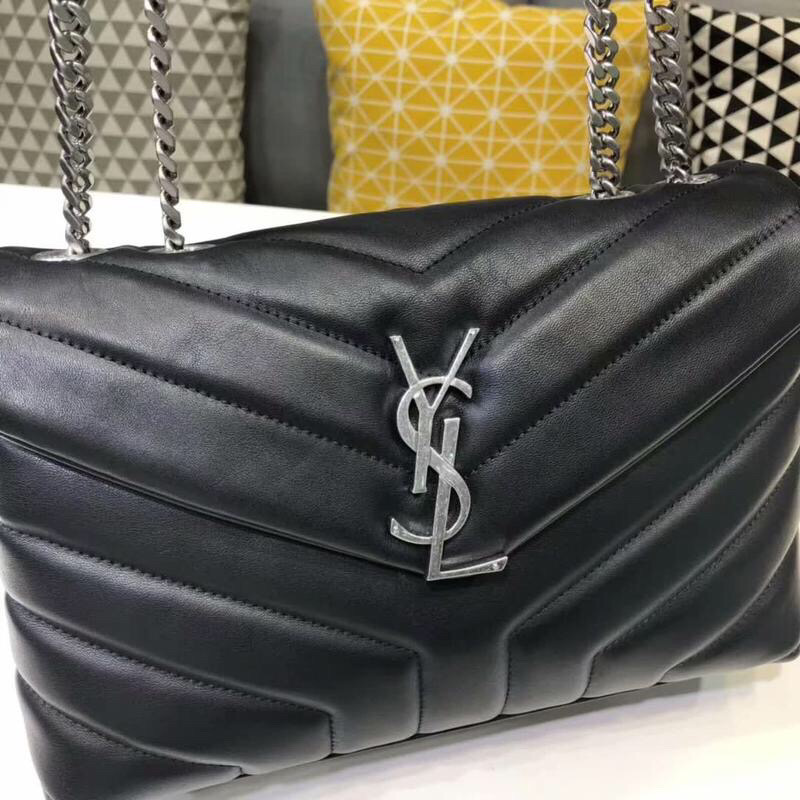 Saint Laurent Loulou Small Chain Bag In Matelassé “Y” Black For Women 9.8in/23cm YSL 494699DV7261000