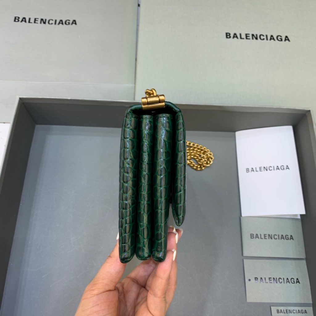 Balenciaga Triplet Small Bag Crocodile Embossed Green, For Women, Women’s Bags 8.3in/21cm