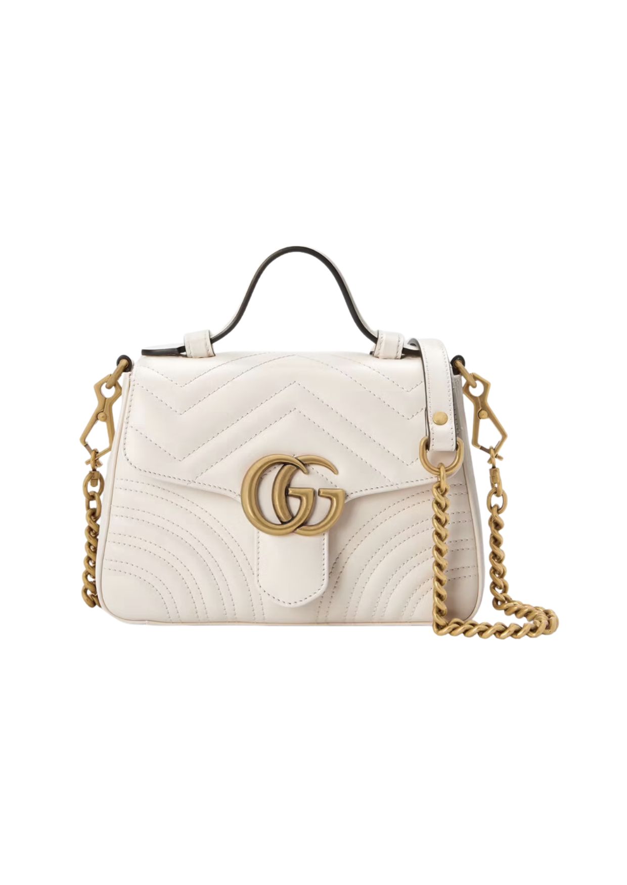 Gucci GG Marmont Mini Top Handle Bag White For Women, Women’s Bags 8.3in/21cm GG ‎547260 DTDIT 9022