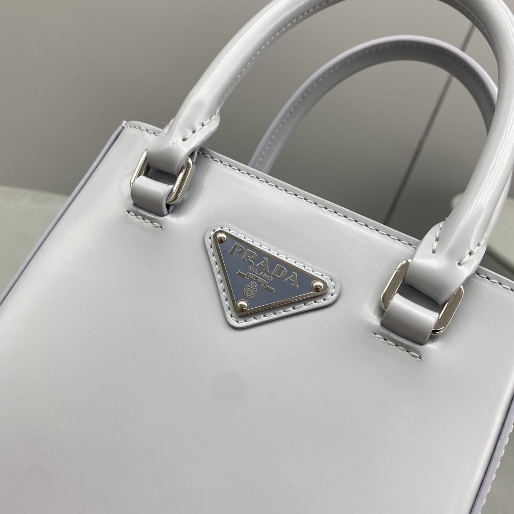 Prada Small Brushed Tote Grey For Women, Women’s Bags 6.9in/18cm