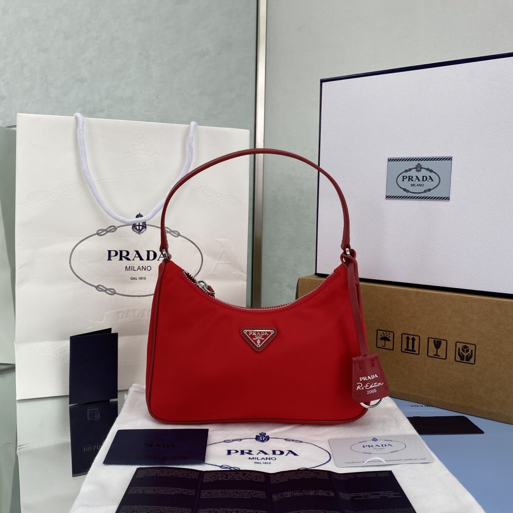 Prada Re-Edition 2005 Re-Nylon Mini Bag Red For Women, Women’s Bags 8.6in/22cm