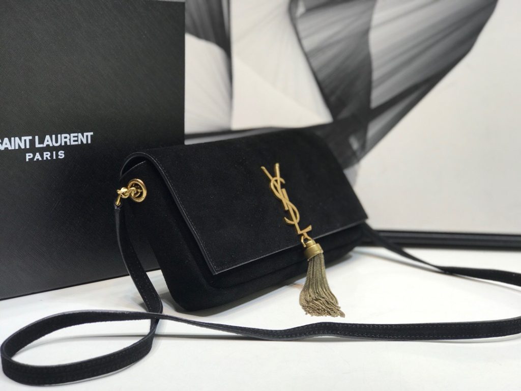 Saint Laurent Kate Tassel Small Shoulder Bag Black For Women 10.2in/26cm YSL 6042760UD7W1011