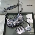 Balenciaga Le Cagole XS Shoulder Bag In Sliver, For Women, Women’s Bags 10.2in/26cm