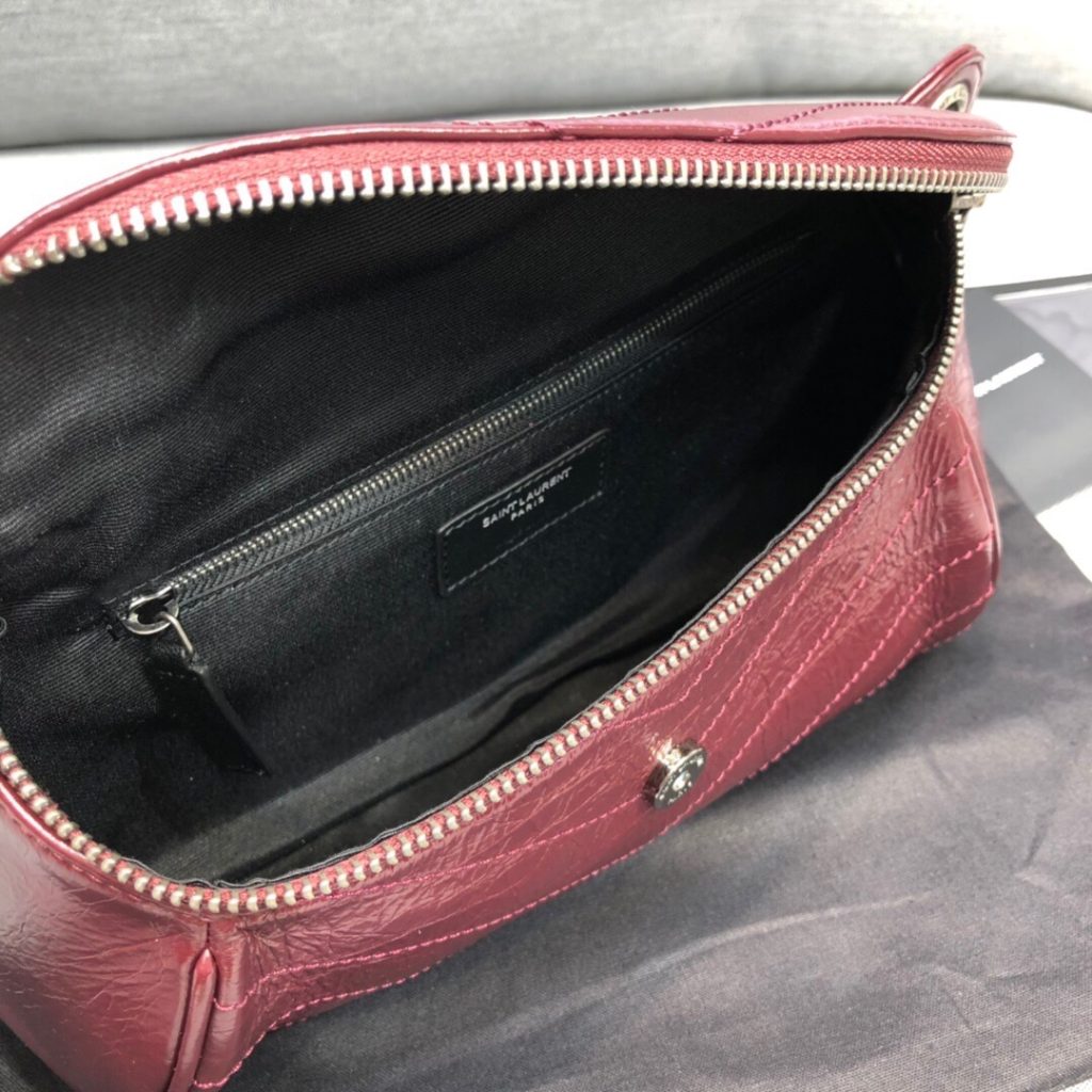 Saint Laurent Niki Medium Crinkled Shoulder Bag Burgundy For Women 11in/28cm YSL