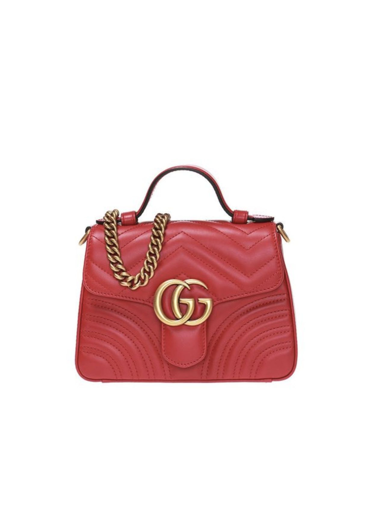 Gucci GG Marmont Mini Top Handle Bag Red For Women, Women’s Bags 8.3in/21cm GG ‎