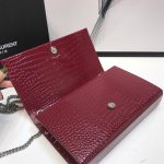 Saint Laurent Kate Medium Chain Bag With Tassel In Embossed Crocodile Burgundy For Women 9.4in/24cm YSL