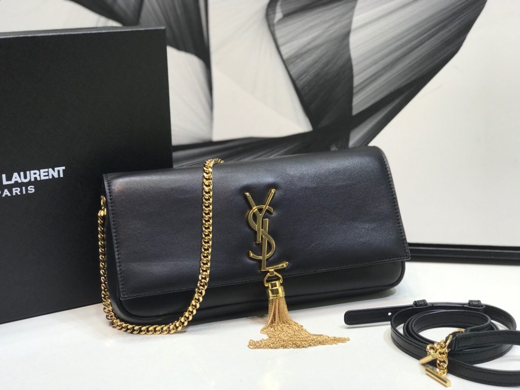 Saint Laurent Kate Tassel Small Shoulder Bag Black For Women 10.2in/26cm YSL P00483545